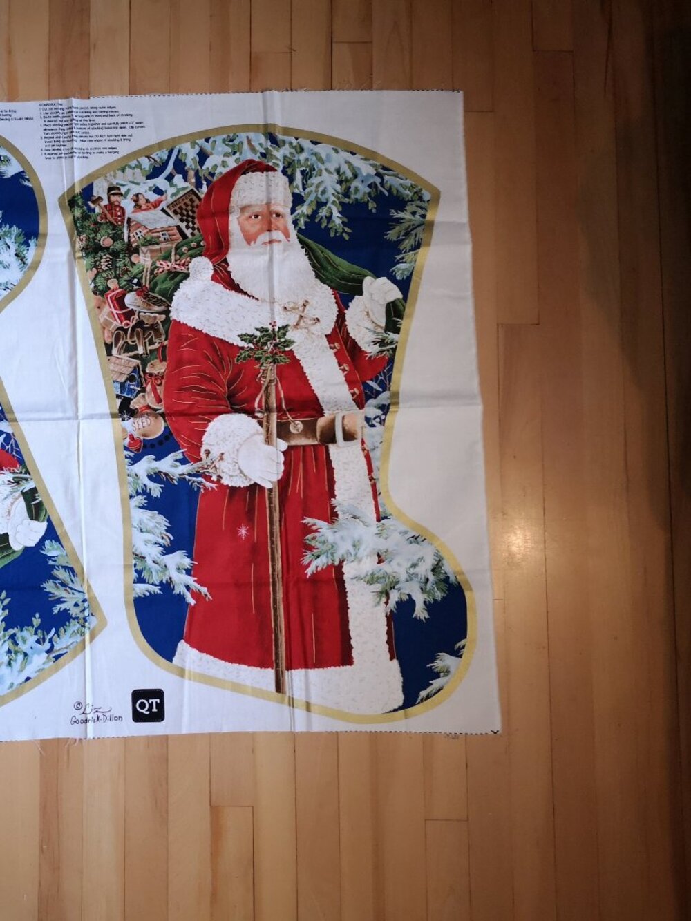 Liz Goodrick-Dillan Cut & Sew Fabric Craft Panel Large Santa Stocking
